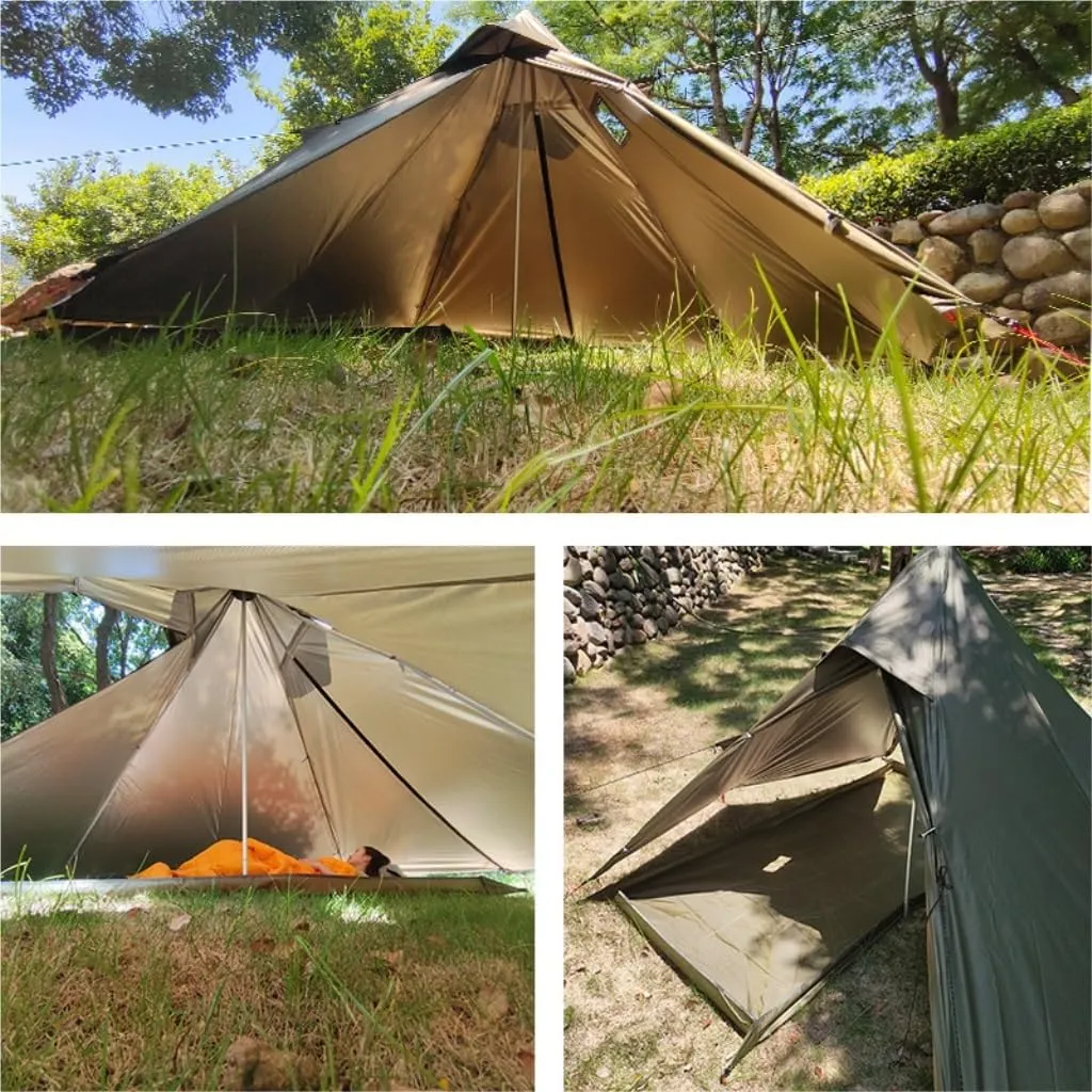 Weatherproof Tents Outdoor Waterproof Camping Double-Layer Tent Set Single Wood Stove Chimney Tent Camping Tent Camping and Hiking Tents