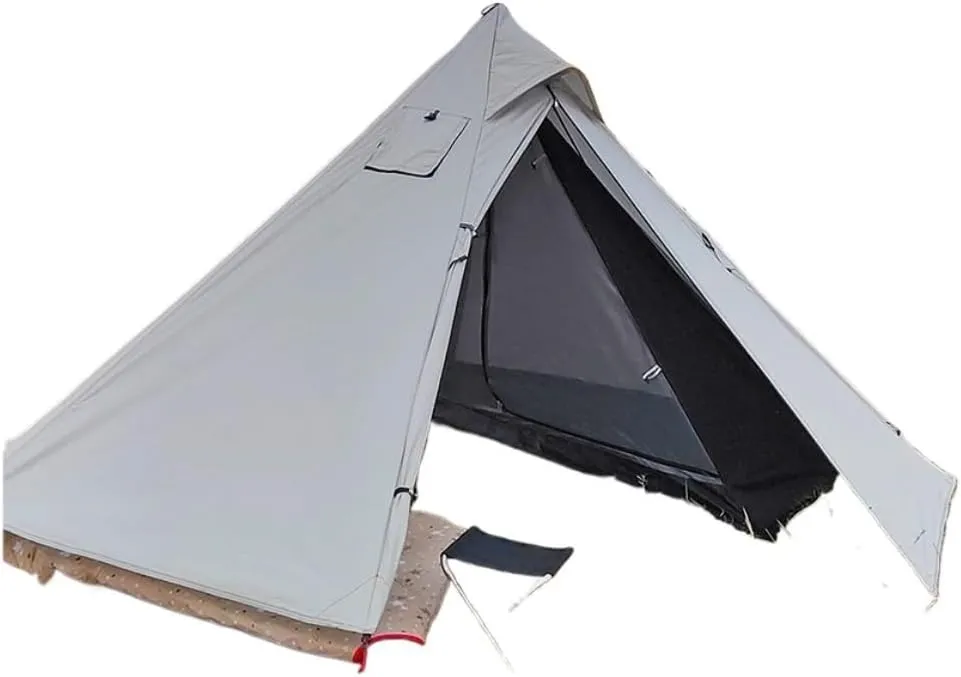 Weatherproof Tents Outdoor Waterproof Camping Double-Layer Tent Set Single Wood Stove Chimney Tent Camping Tent Camping and Hiking Tents