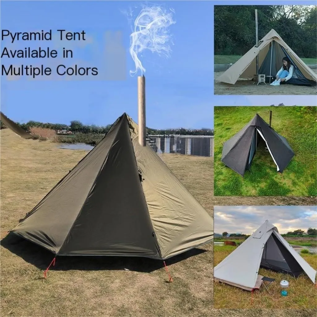 Weatherproof Tents Outdoor Waterproof Camping Double-Layer Tent Set Single Wood Stove Chimney Tent Camping Tent Camping and Hiking Tents