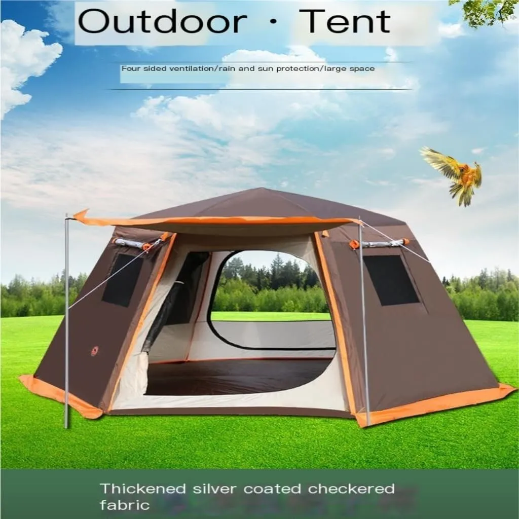 Weatherproof Tents Tent Outdoor Automatic Tent Sun Protection Rainstorm Tent Camping Double-Layer Aluminum Pole Hexagonal Tent Camping and Hiking Tents