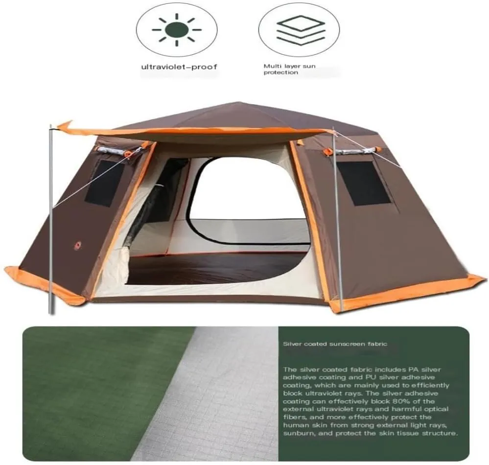 Weatherproof Tents Tent Outdoor Automatic Tent Sun Protection Rainstorm Tent Camping Double-Layer Aluminum Pole Hexagonal Tent Camping and Hiking Tents