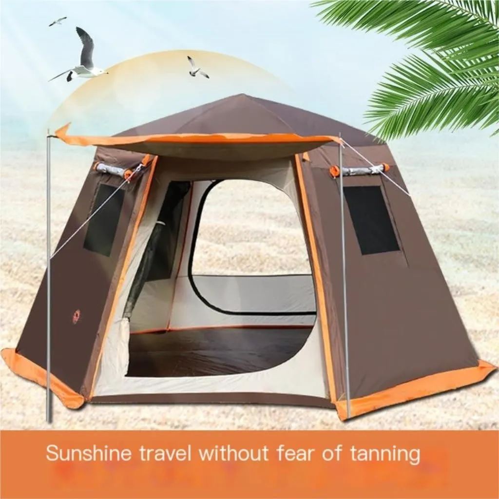 Weatherproof Tents Tent Outdoor Automatic Tent Sun Protection Rainstorm Tent Camping Double-Layer Aluminum Pole Hexagonal Tent Camping and Hiking Tents