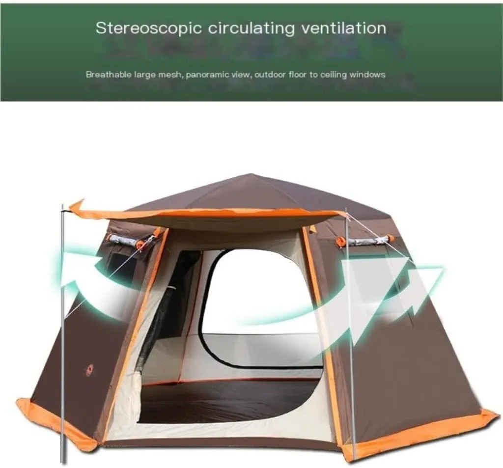 Weatherproof Tents Tent Outdoor Automatic Tent Sun Protection Rainstorm Tent Camping Double-Layer Aluminum Pole Hexagonal Tent Camping and Hiking Tents