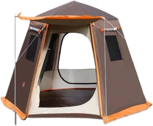 Weatherproof Tents Tent Outdoor Automatic Tent Sun Protection Rainstorm Tent Camping Double-Layer Aluminum Pole Hexagonal Tent Camping and Hiking Tents
