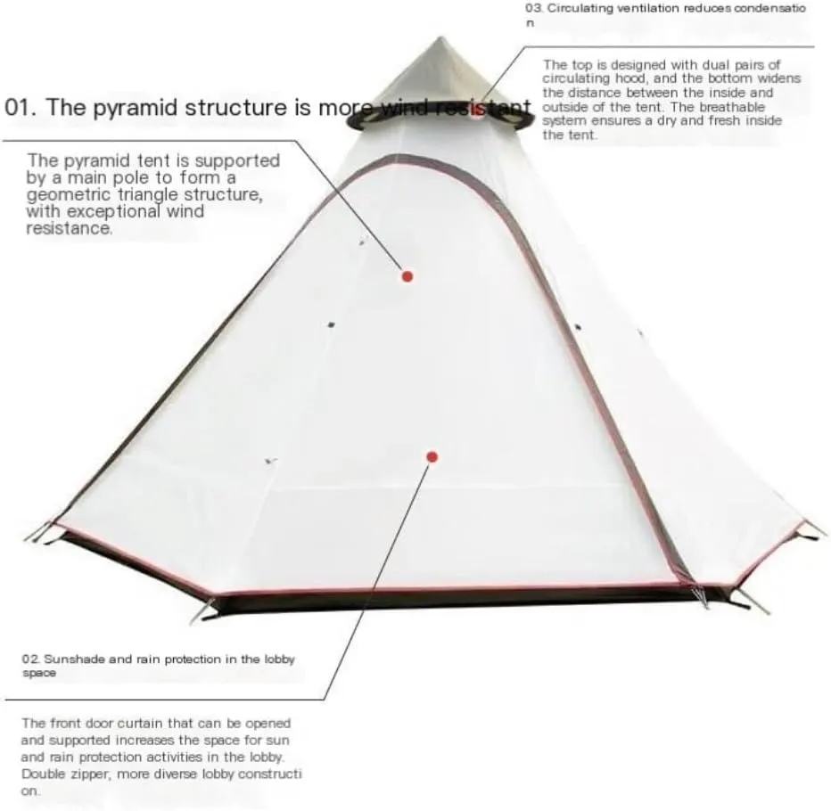 Weatherproof Tents Tent Outdoor Camping Tent Camping Portable Tent Multi-Person Double-Layer Windproof Tent Beach Park Tent Camping and Hiking Tents