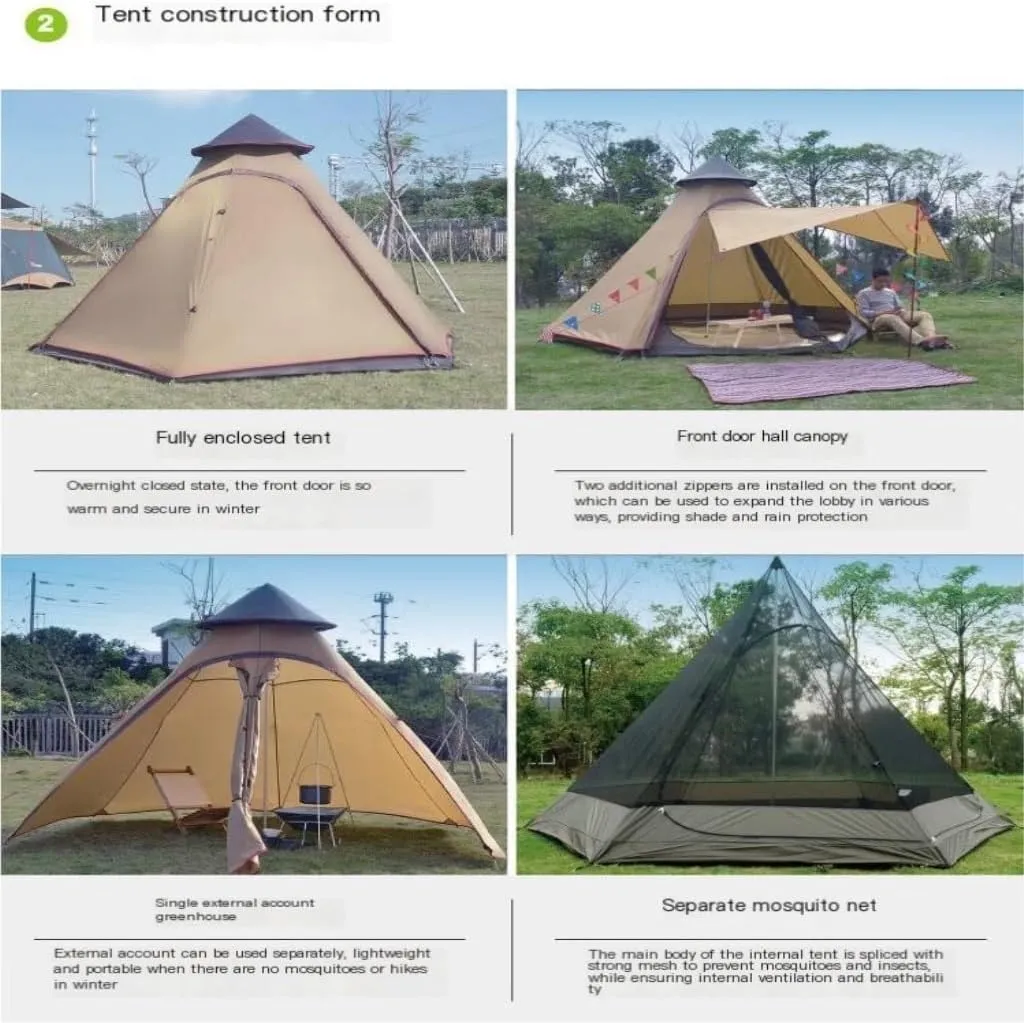 Weatherproof Tents Tent Outdoor Camping Tent Camping Portable Tent Multi-Person Double-Layer Windproof Tent Beach Park Tent Camping and Hiking Tents