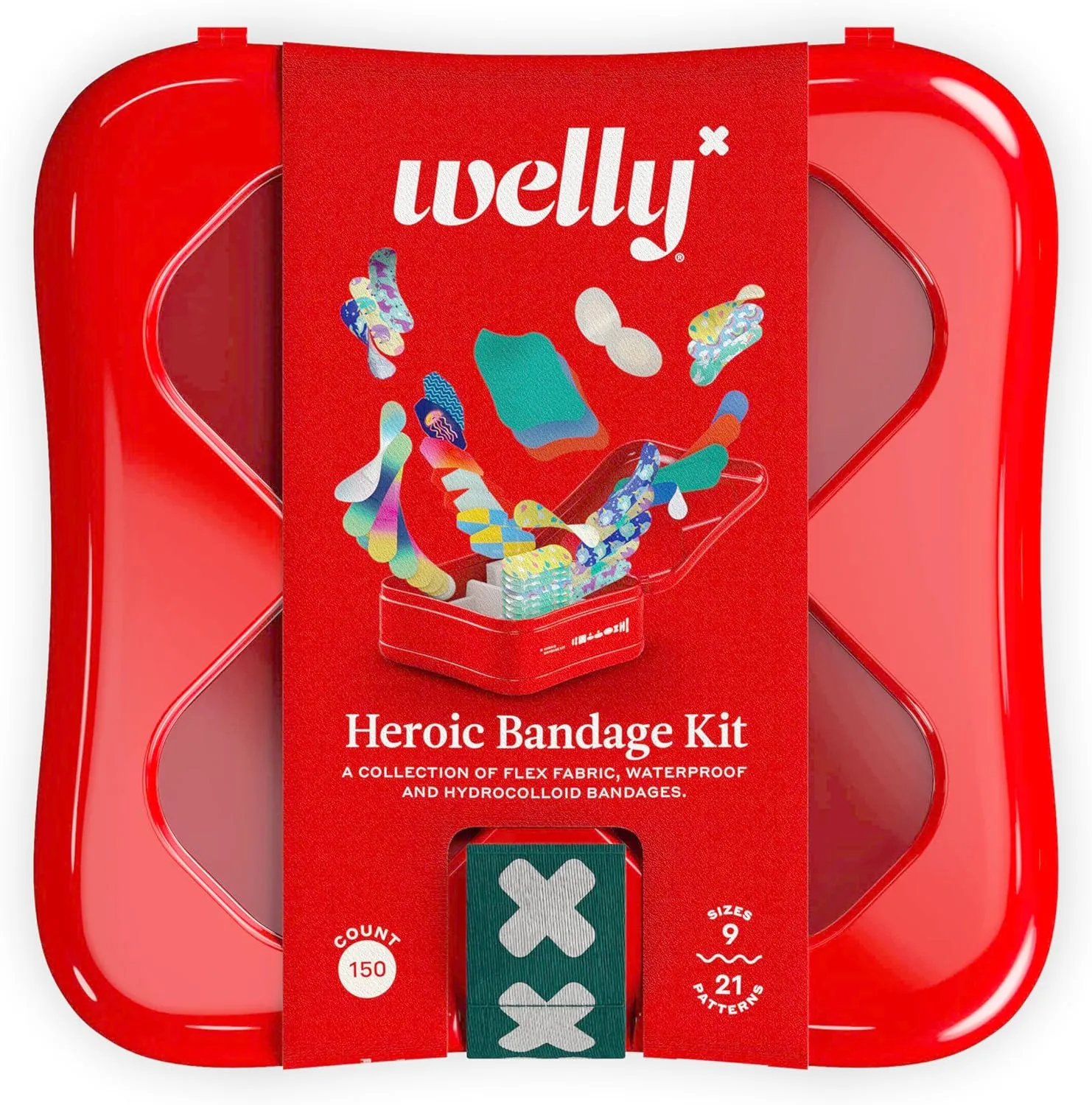 Welly Bandages | Heroic Kit - Bravery Badges | Adhesive Flexible Fabric, Waterproof, and Hydrocolloid | Assorted Shapes and Patterns for Minor Cuts, Scrapes, and Wounds | First Aid Box - 150 Count