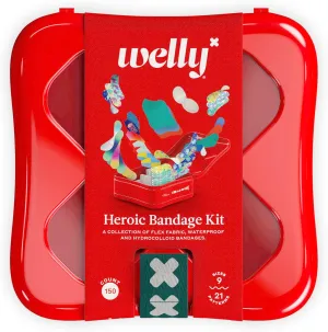 Welly Bandages | Heroic Kit - Bravery Badges | Adhesive Flexible Fabric, Waterproof, and Hydrocolloid | Assorted Shapes and Patterns for Minor Cuts, Scrapes, and Wounds | First Aid Box - 150 Count