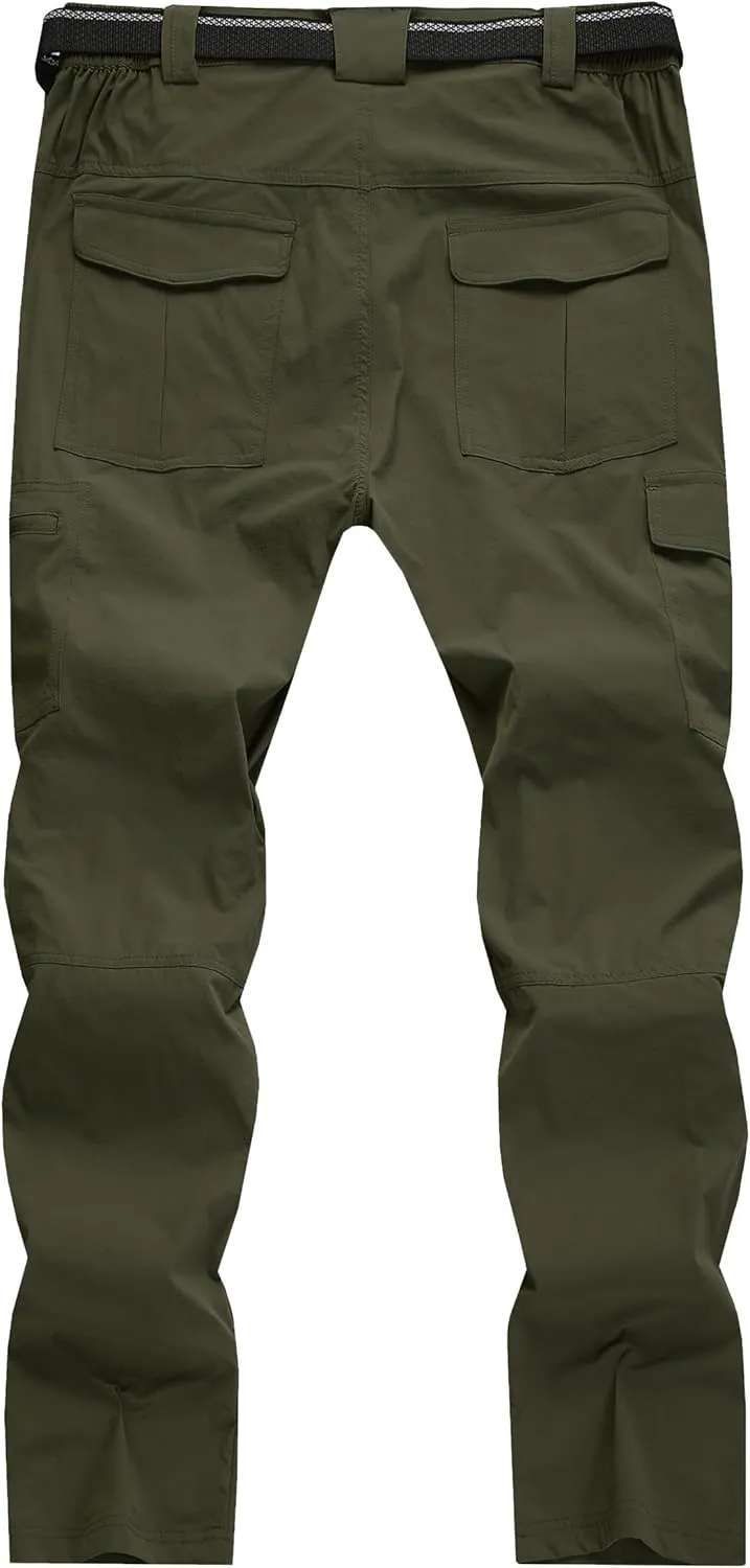 WENRONSTA Men's Hiking Work Cargo Pants Quick-Dry Lightweight Waterproof 6 Pockets Outdoor Mountain Fishing Camping Pants