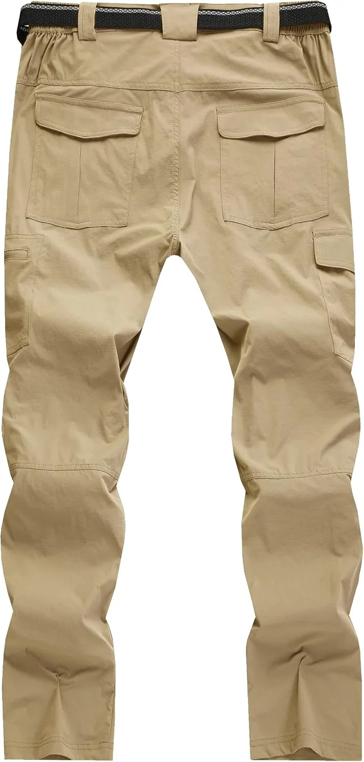 WENRONSTA Men's Hiking Work Cargo Pants Quick-Dry Lightweight Waterproof 6 Pockets Outdoor Mountain Fishing Camping Pants
