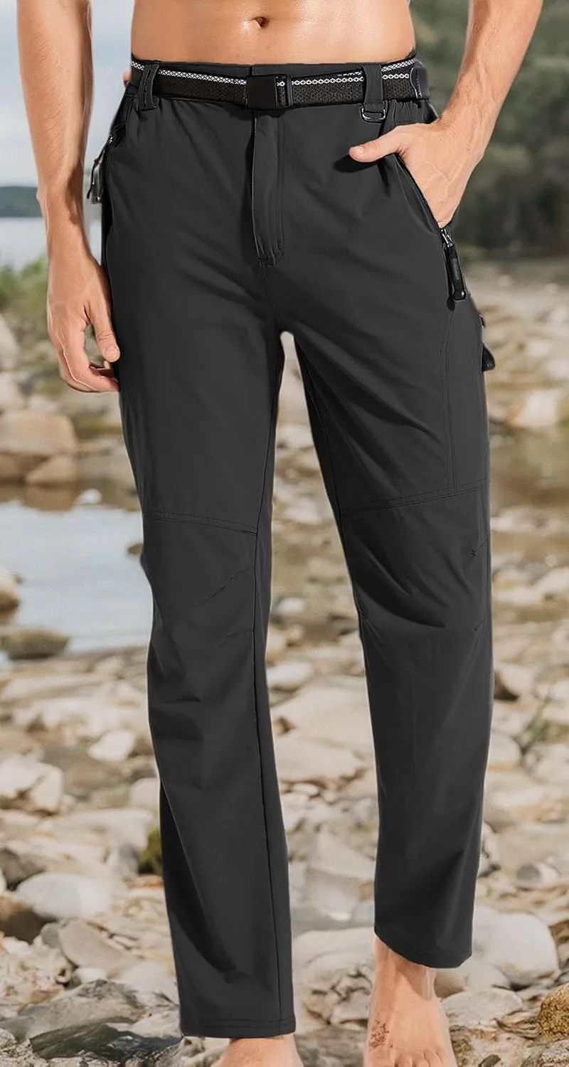 WENRONSTA Men's Hiking Work Cargo Pants Quick-Dry Lightweight Waterproof 6 Pockets Outdoor Mountain Fishing Camping Pants