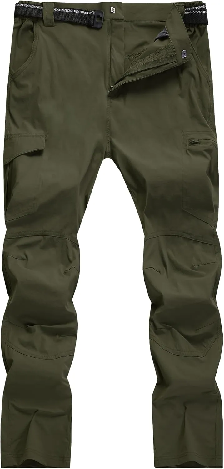 WENRONSTA Men's Hiking Work Cargo Pants Quick-Dry Lightweight Waterproof 6 Pockets Outdoor Mountain Fishing Camping Pants