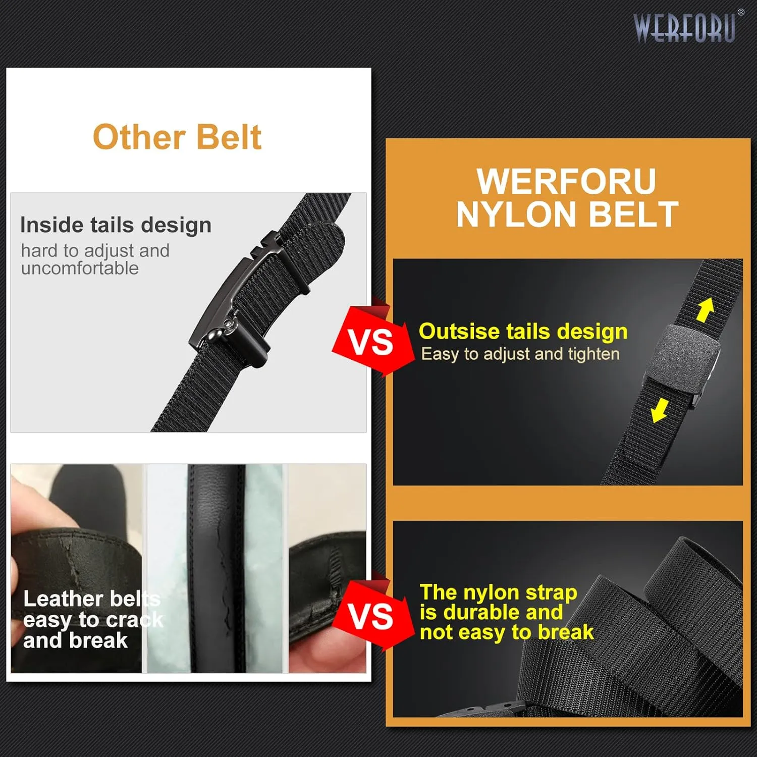 WERFORU Nylon Belt for Men Military Tactical Belt Canvas Outdoor Web Belt with Plastic Buckle