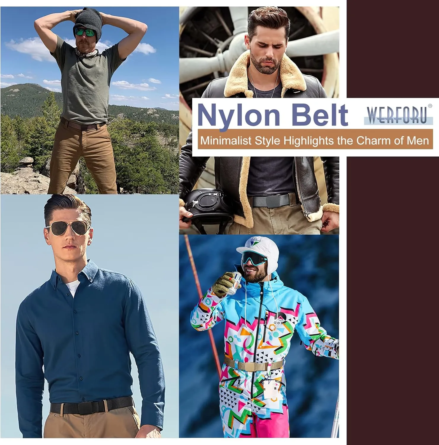 WERFORU Nylon Belt for Men Military Tactical Belt Canvas Outdoor Web Belt with Plastic Buckle
