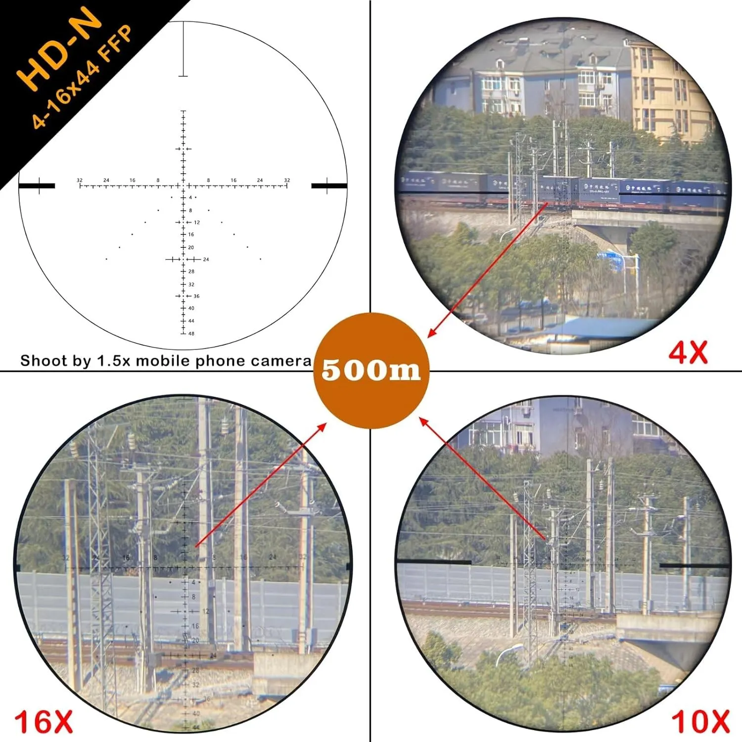 WestHunter Optics HD-N 4-16x44 FFP Riflescope, 30 mm Tube First Focal Plane Etched Glass Reticle Tactical 1/4 MOA Hunting Shooting Scopes