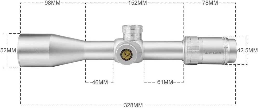 WestHunter Optics HD-N 4-16x44 FFP Riflescope, 30 mm Tube First Focal Plane Etched Glass Reticle Tactical 1/4 MOA Hunting Shooting Scopes