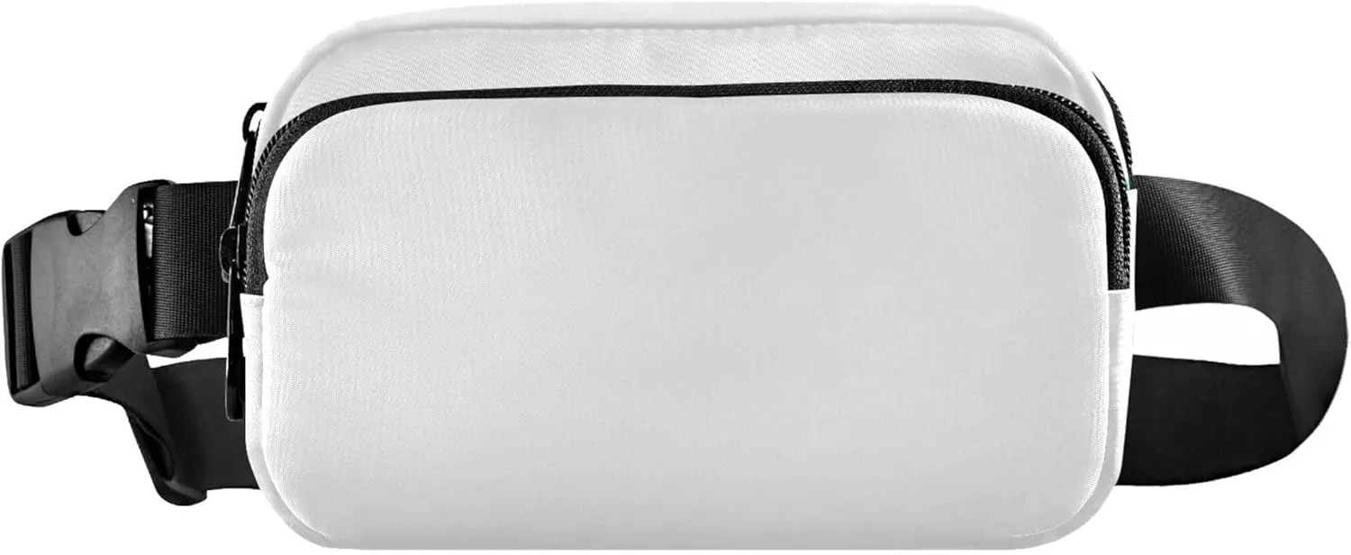 White Fanny Belt Bag Waist Packs Crossbody Bags Bum Bag for Running Hiking Travel Workout Adjustable Strap for Women Men