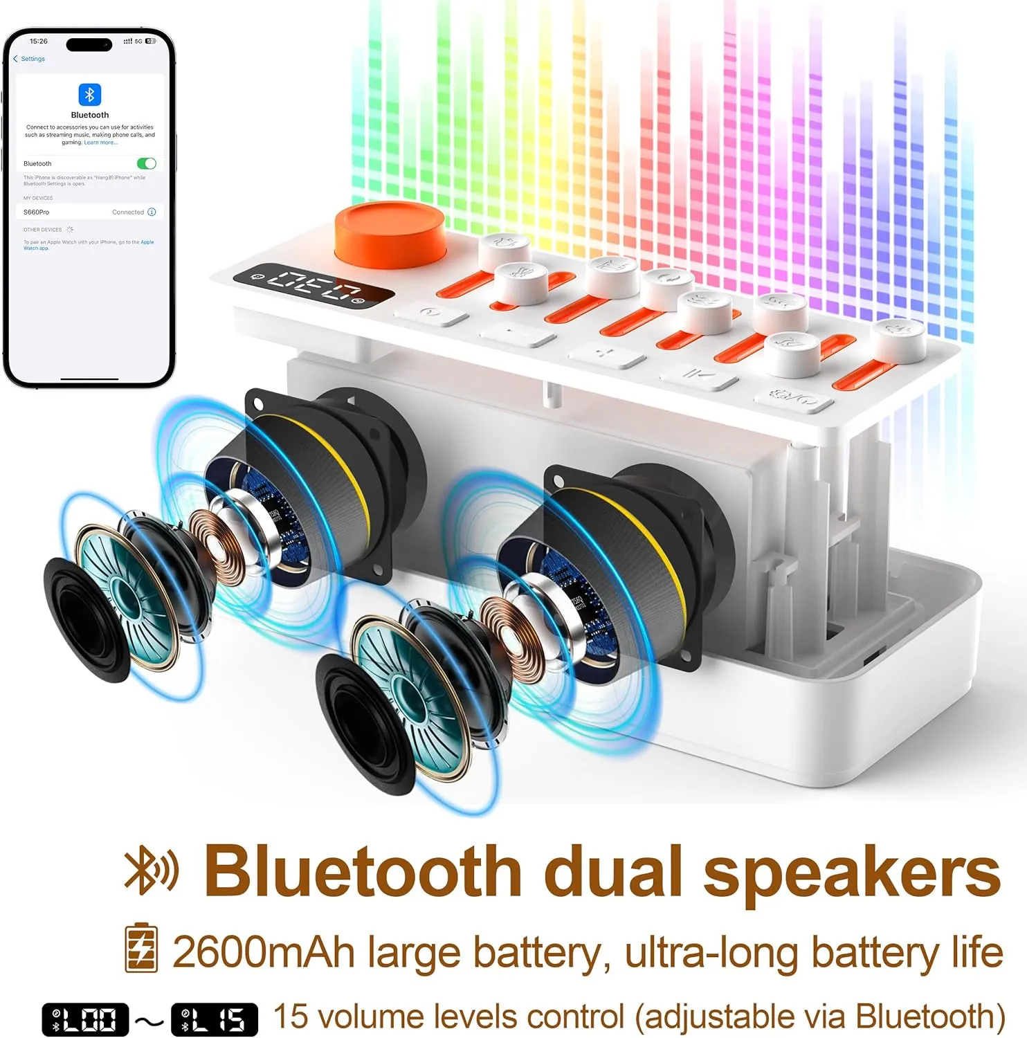 White Noise Sleep Sound Machine with 8 Nature Sounds, Portable Bluetooth Speaker, 12 Colors Night Lights, Sleep Timer & Breathing Exercises, for Babies, Kids, and Adults