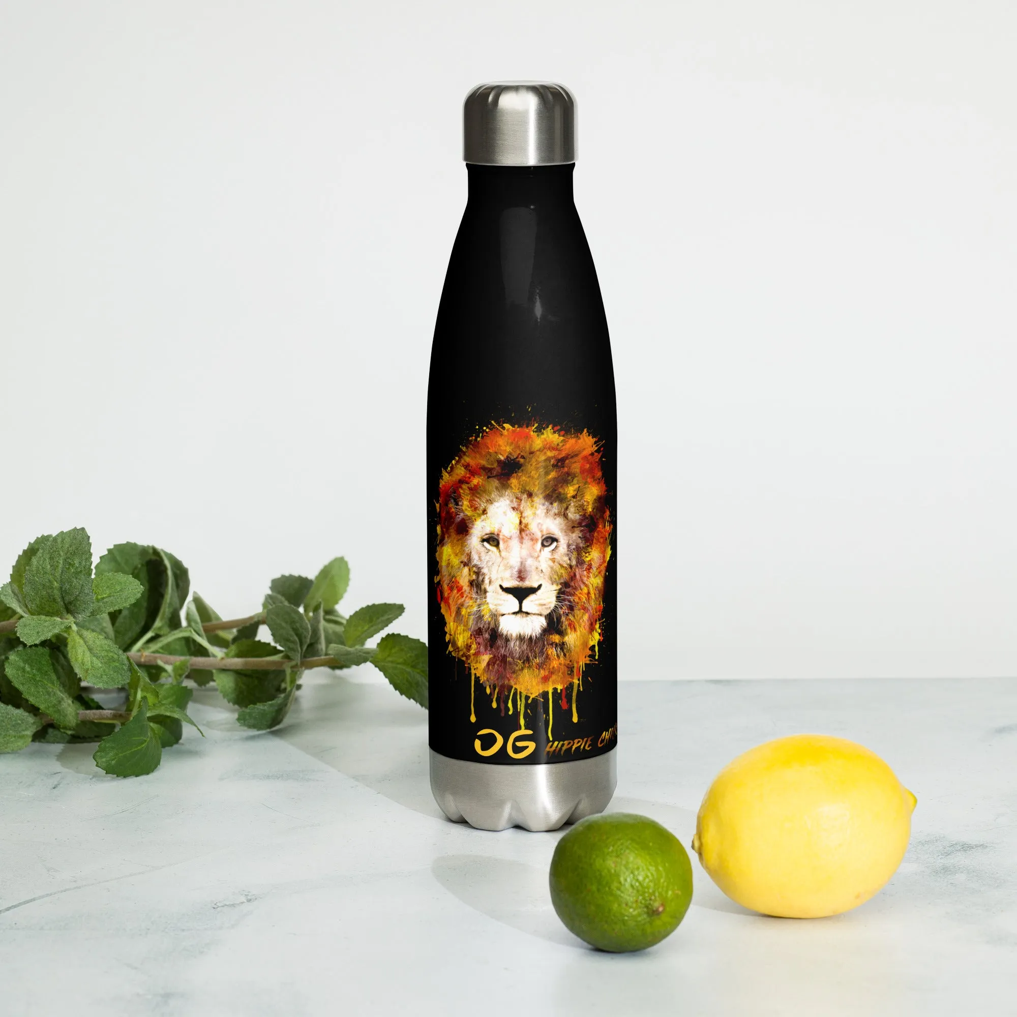 White/Black Stainless Steel Water Bottle