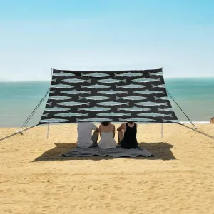 Whole Salmon Seamless Pattern Beach Camping Tent Sun Shelter for Whole Family, Beach Shade Canopy with UPF50  UV Protection,Easy Set Up and Carry,Outdoor Shade for Trips, Fishing, Backyard Fu