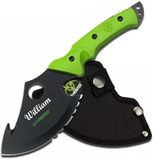 Wilcor Hunting Axe, Black Serrated Blade, Neon Green Wood Handle