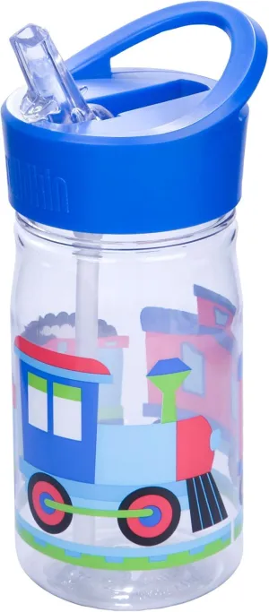 Wildkin Kids 16 Oz Water Bottle – Straw Lid & Handle, Easy to Clean, Ideal for School & Travel - Trains, Planes, and Trucks