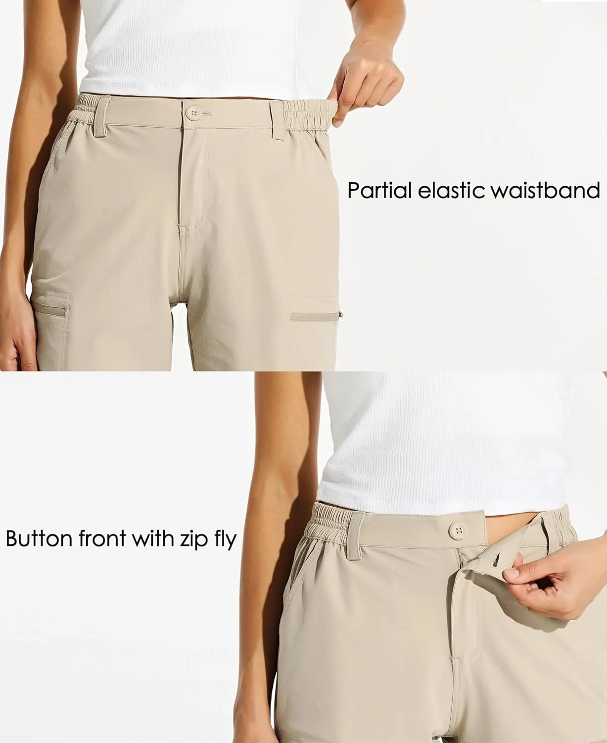 Willit Women's 10" Hiking Cargo Shorts Stretch Golf Active Long Quick Dry Outdoor Summer Shorts