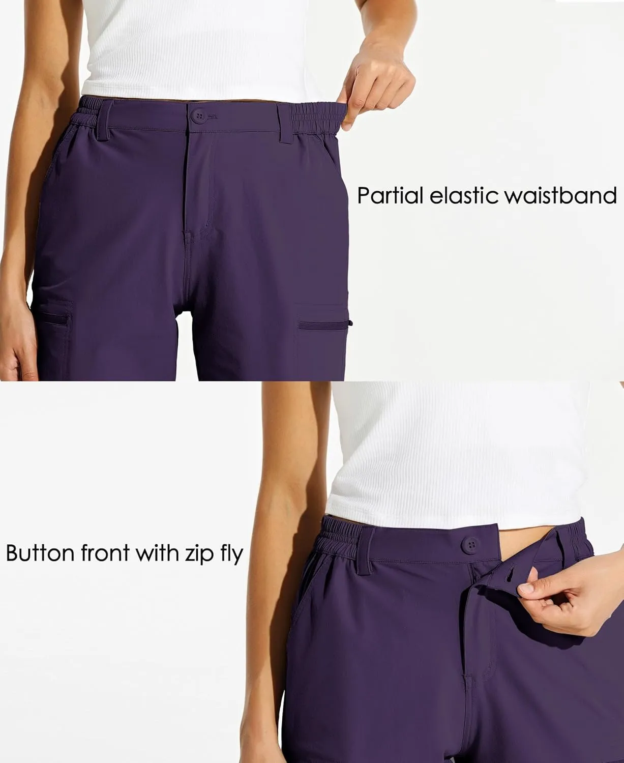 Willit Women's 10" Hiking Cargo Shorts Stretch Golf Active Long Quick Dry Outdoor Summer Shorts