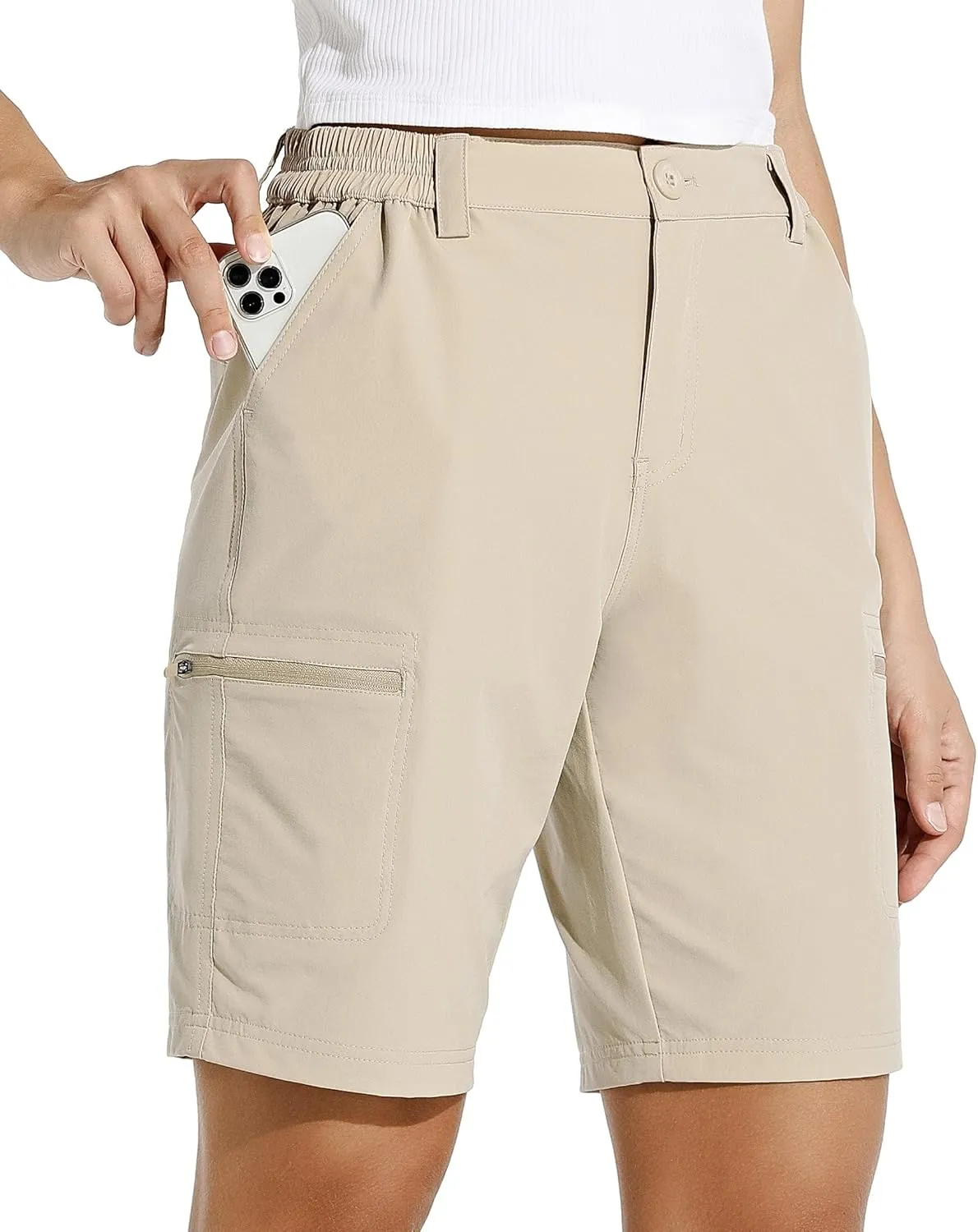 Willit Women's 10" Hiking Cargo Shorts Stretch Golf Active Long Quick Dry Outdoor Summer Shorts