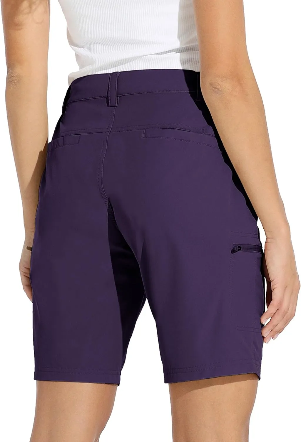 Willit Women's 10" Hiking Cargo Shorts Stretch Golf Active Long Quick Dry Outdoor Summer Shorts
