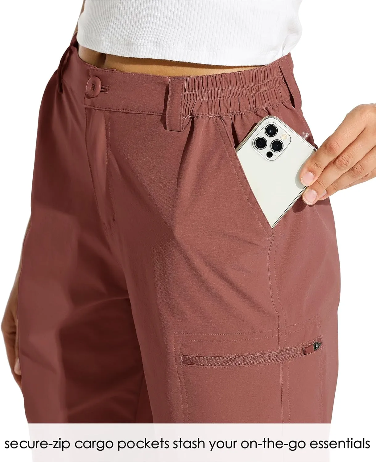 Willit Women's 10" Hiking Cargo Shorts Stretch Golf Active Long Quick Dry Outdoor Summer Shorts