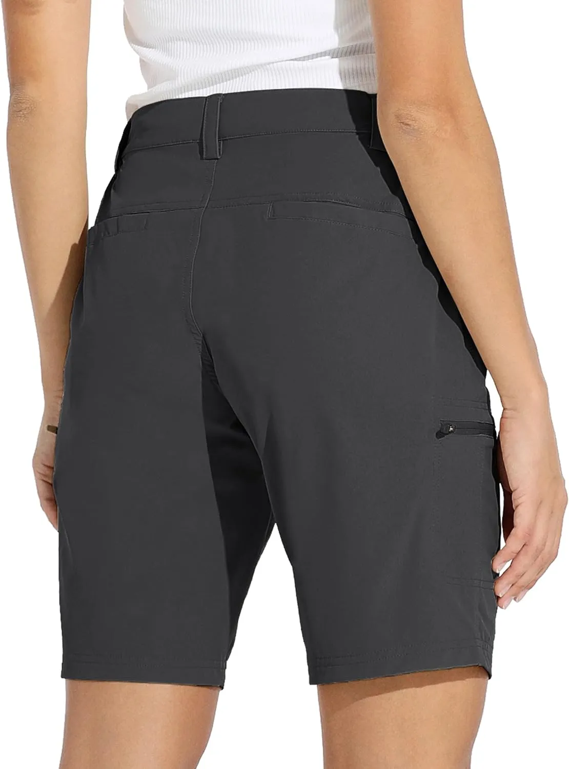 Willit Women's 10" Hiking Cargo Shorts with 4-Way Stretch, UPF50 Sun Protection, 4 Pockets, Khaki, X-Small to 2X-Large