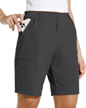 Willit Women's 10" Hiking Cargo Shorts with 4-Way Stretch, UPF50 Sun Protection, 4 Pockets, Khaki, X-Small to 2X-Large