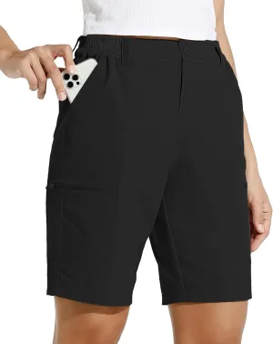 Willit Women's 10" Hiking Cargo Shorts with 4-Way Stretch, UPF50 Sun Protection, 4 Pockets, Khaki, X-Small to 2X-Large
