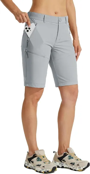 Willit Women's 10" Hiking Golf Long Shorts Quick Dry Athletic Outdoor Summer Shorts with Pockets