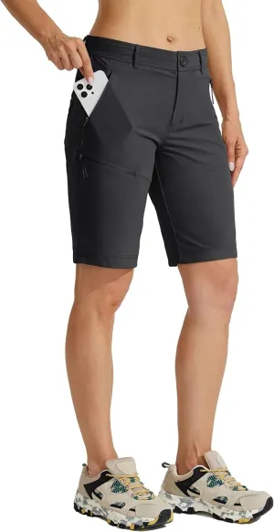 Willit Women's 10" Hiking Golf Long Shorts Quick Dry Athletic Outdoor Summer Shorts with Pockets