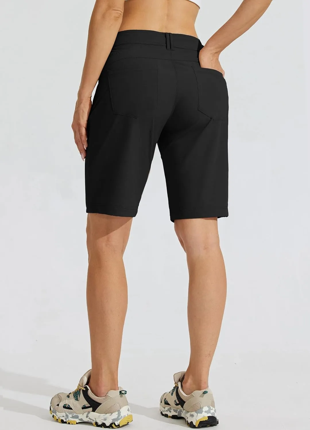 Willit Women's 10" Hiking Golf Long Shorts Quick Dry Athletic Outdoor Summer Shorts with Pockets