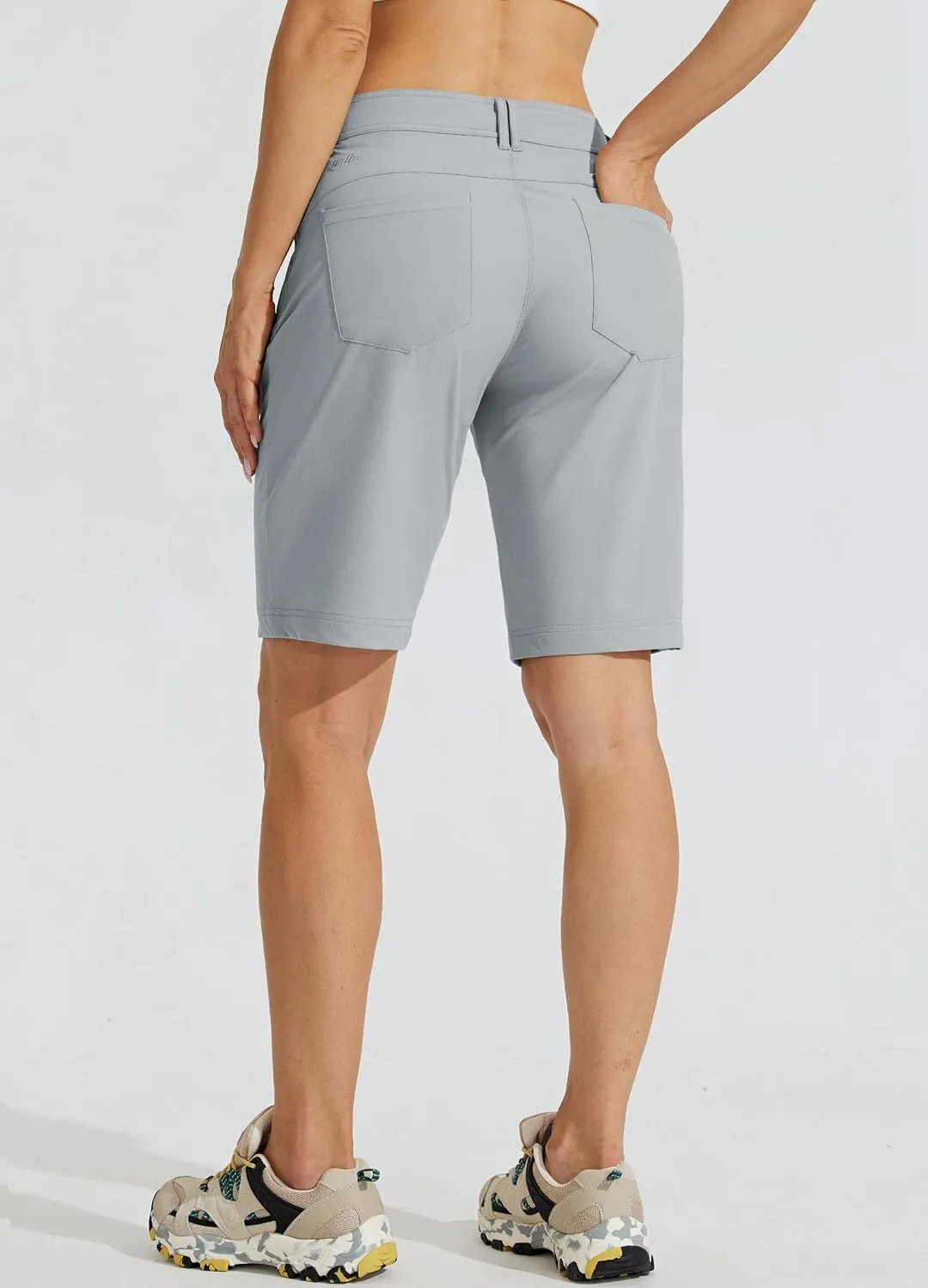 Willit Women's 10" Hiking Golf Long Shorts Quick Dry Athletic Outdoor Summer Shorts with Pockets