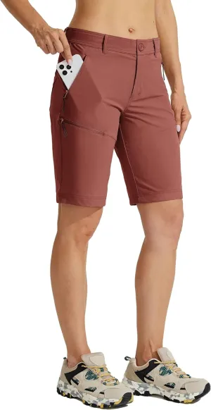 Willit Women's 10" Hiking Golf Long Shorts Quick Dry Athletic Outdoor Summer Shorts with Pockets