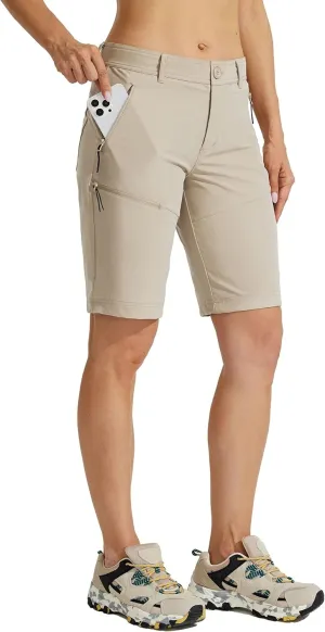 Willit Women's 10" Hiking Golf Long Shorts Quick Dry Athletic Outdoor Summer Shorts with Pockets