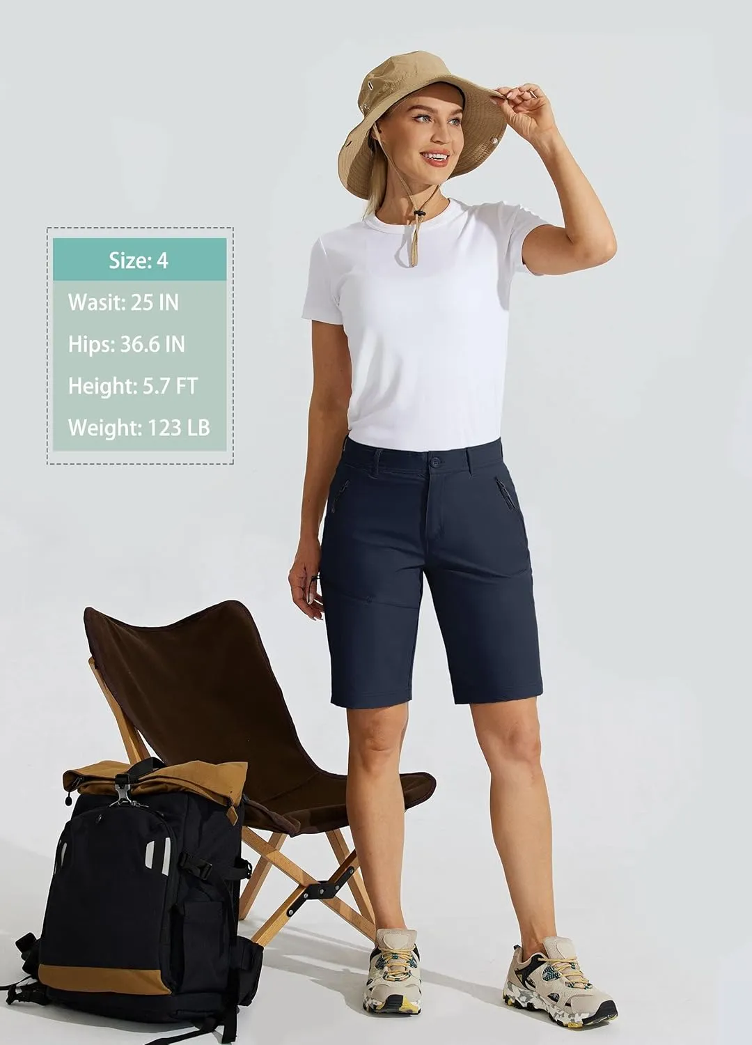 Willit Women's 10" Hiking Golf Long Shorts Quick Dry Athletic Outdoor Summer Shorts with Pockets