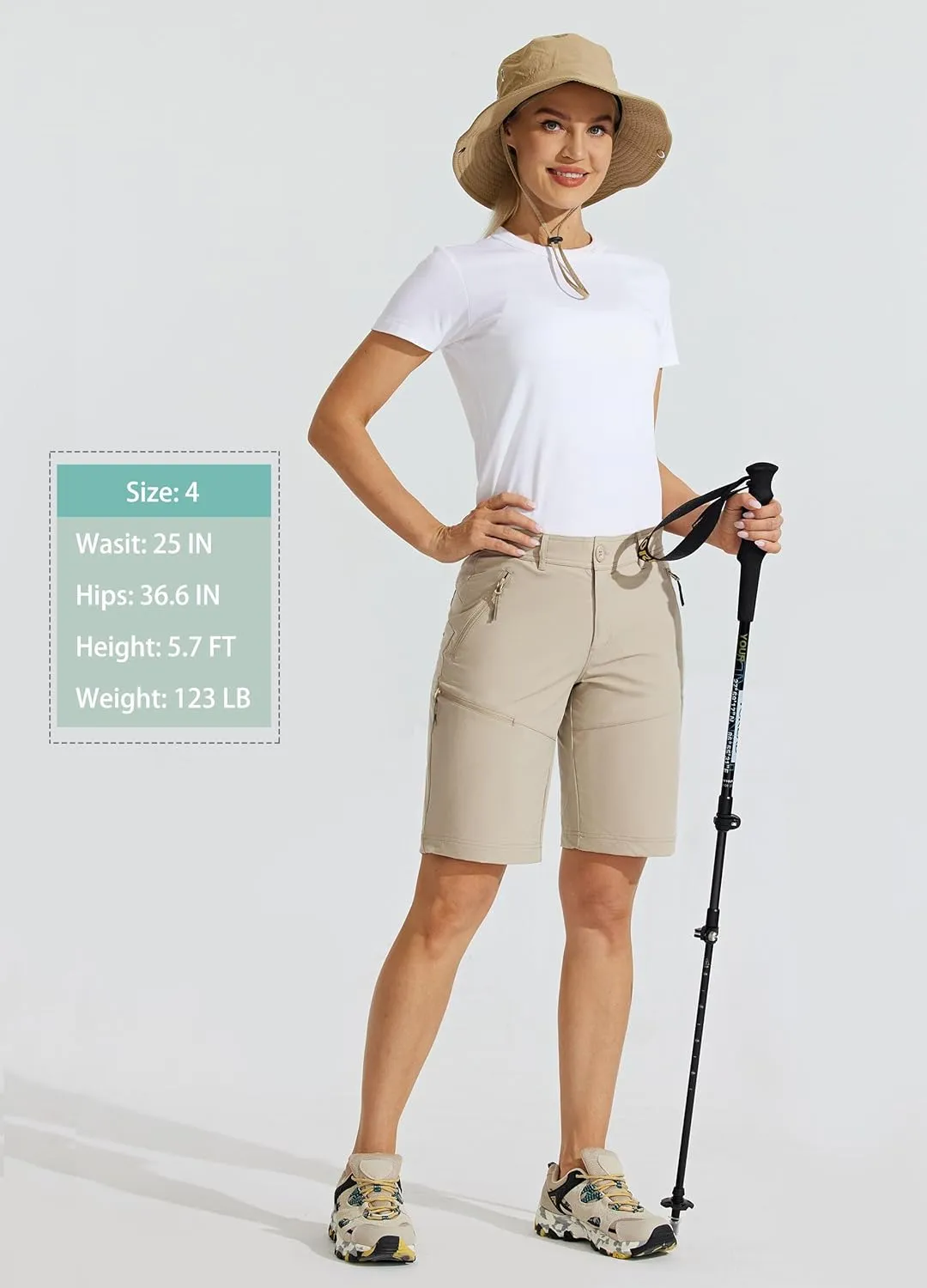 Willit Women's 10" Hiking Golf Long Shorts Quick Dry Athletic Outdoor Summer Shorts with Pockets