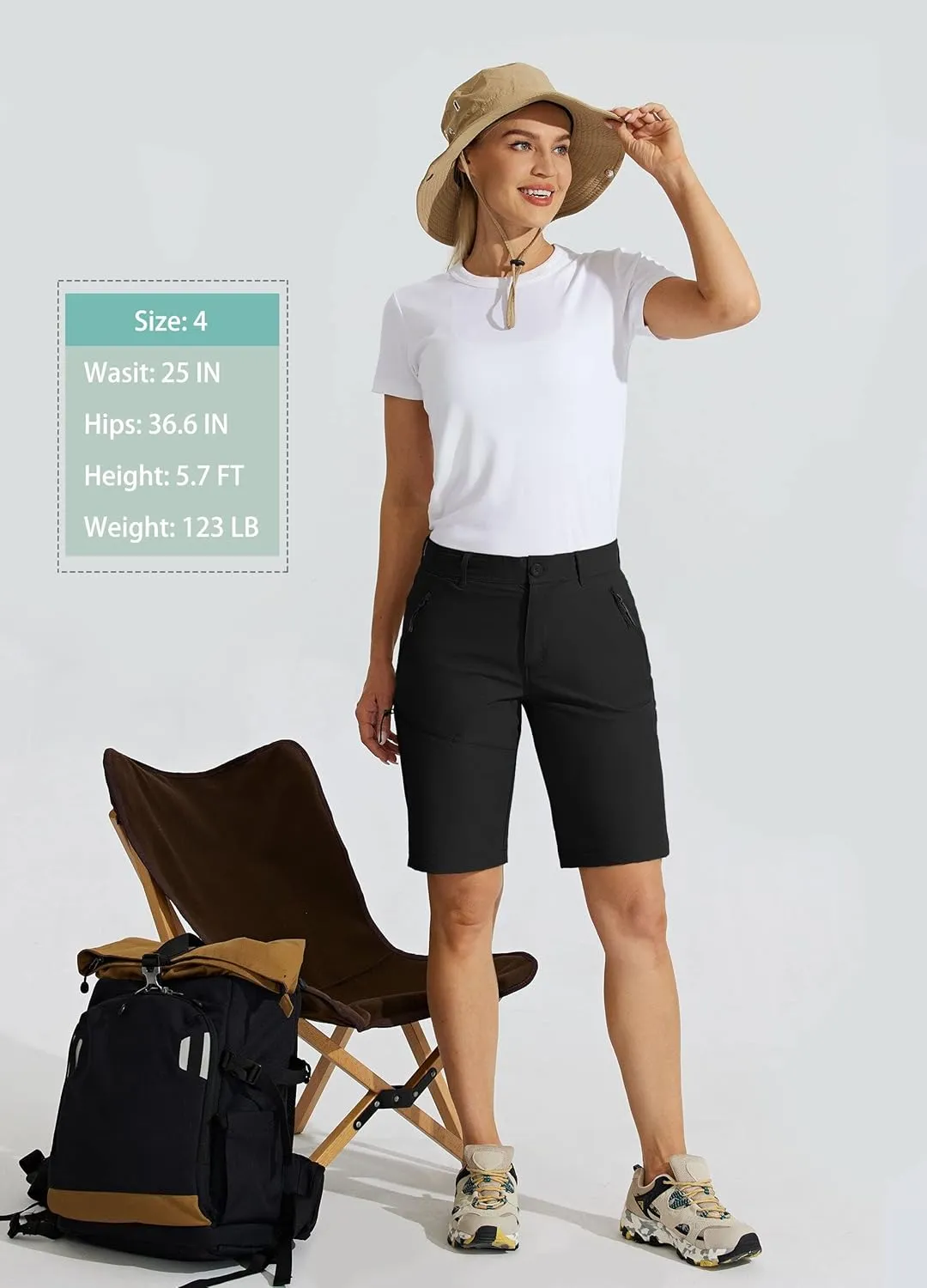 Willit Women's 10" Hiking Golf Long Shorts Quick Dry Athletic Outdoor Summer Shorts with Pockets