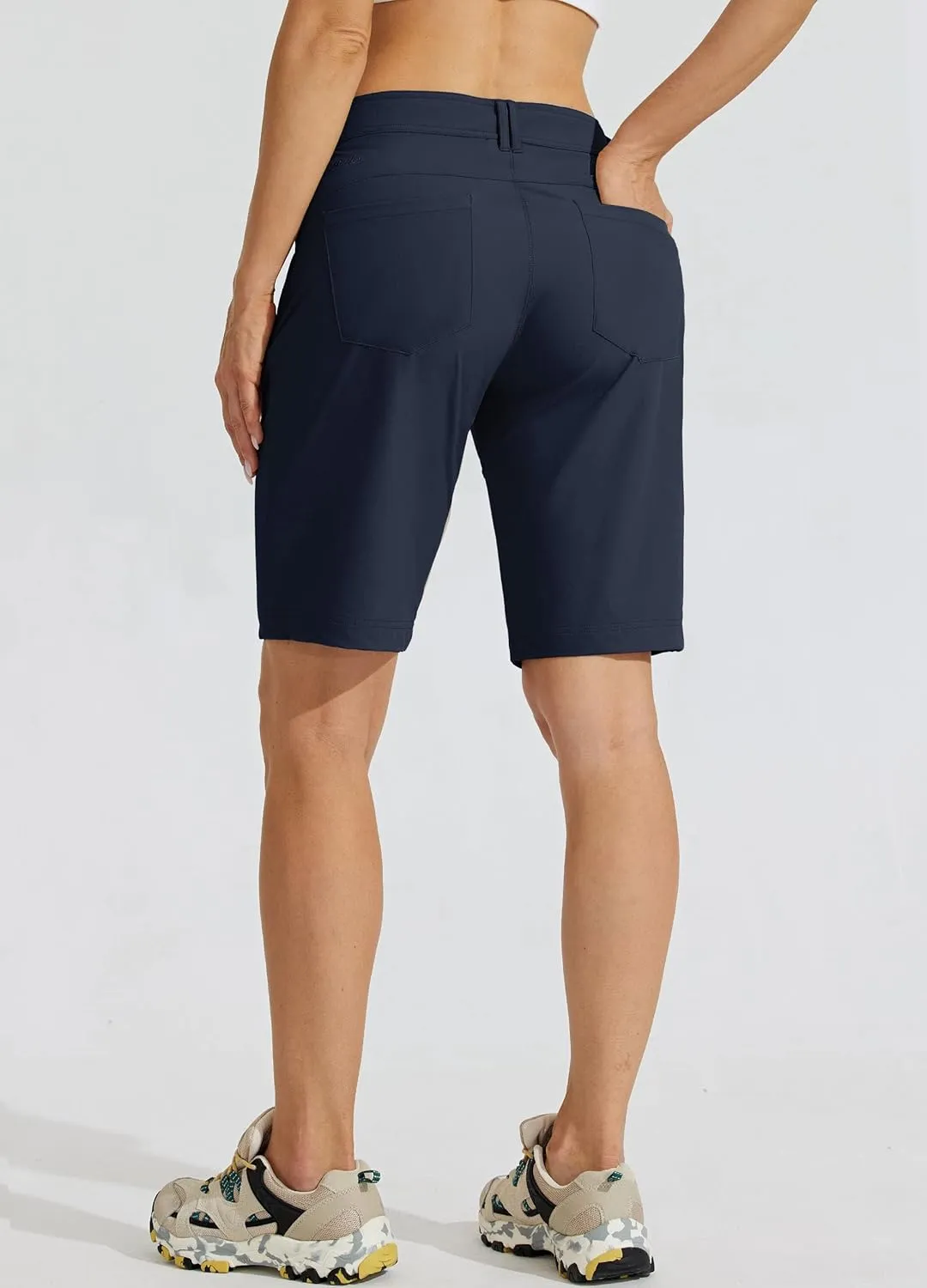 Willit Women's 10" Hiking Golf Long Shorts Quick Dry Athletic Outdoor Summer Shorts with Pockets
