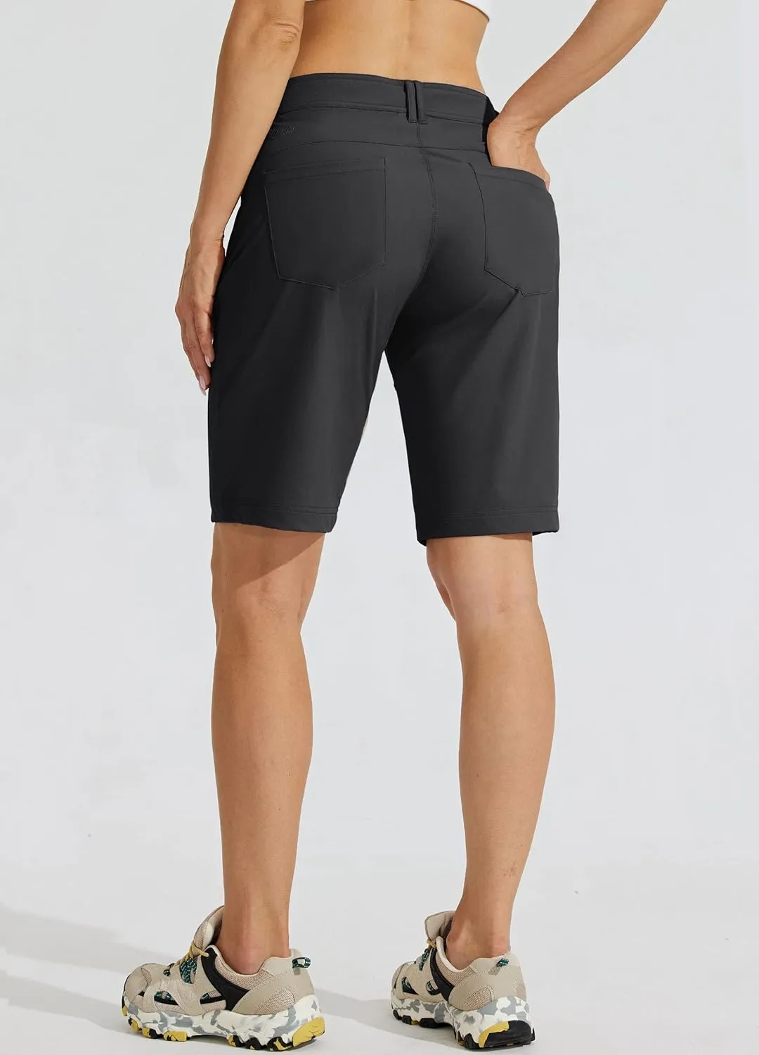 Willit Women's 10" Hiking Golf Long Shorts Quick Dry Athletic Outdoor Summer Shorts with Pockets