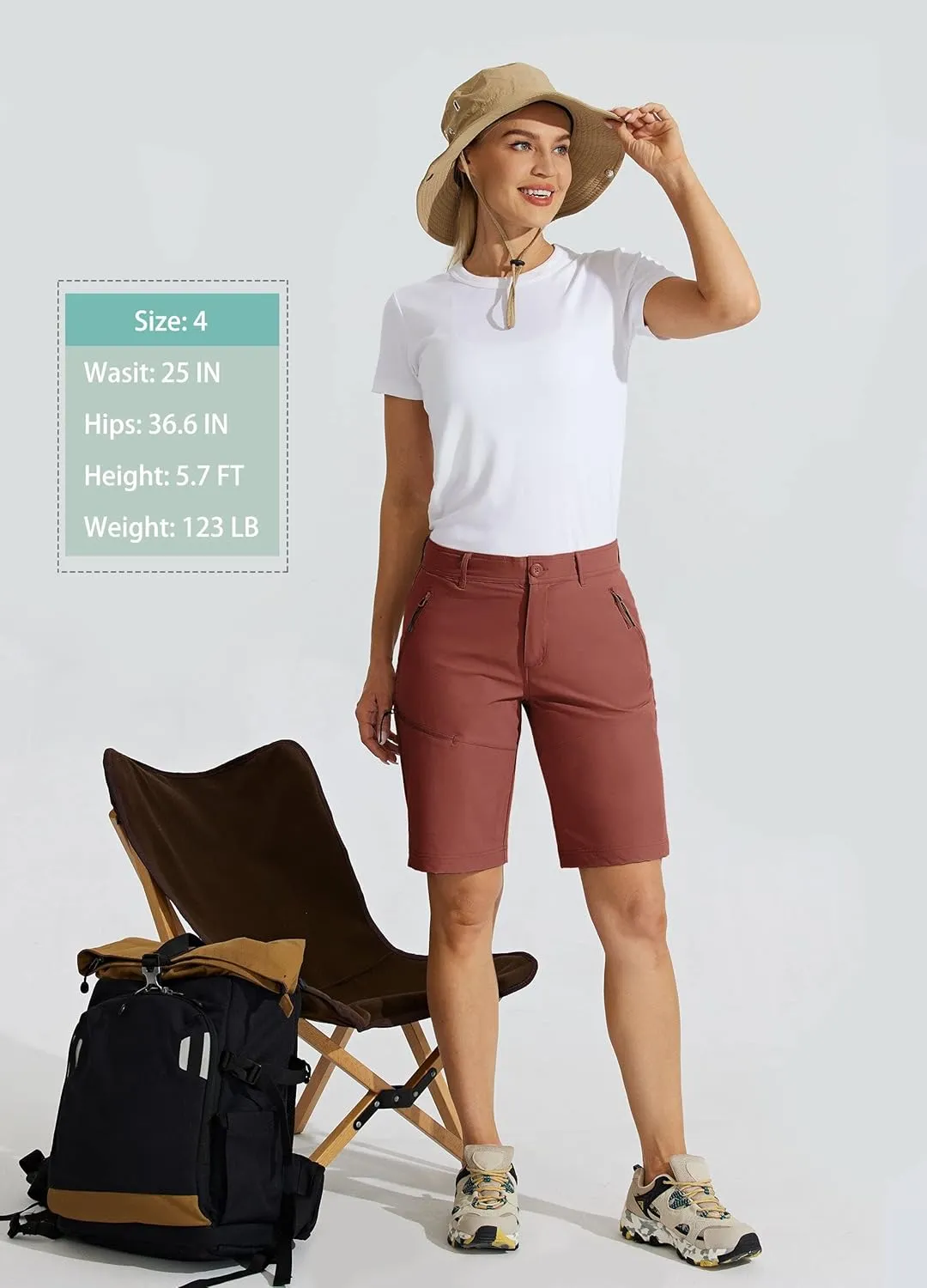 Willit Women's 10" Hiking Golf Long Shorts Quick Dry Athletic Outdoor Summer Shorts with Pockets