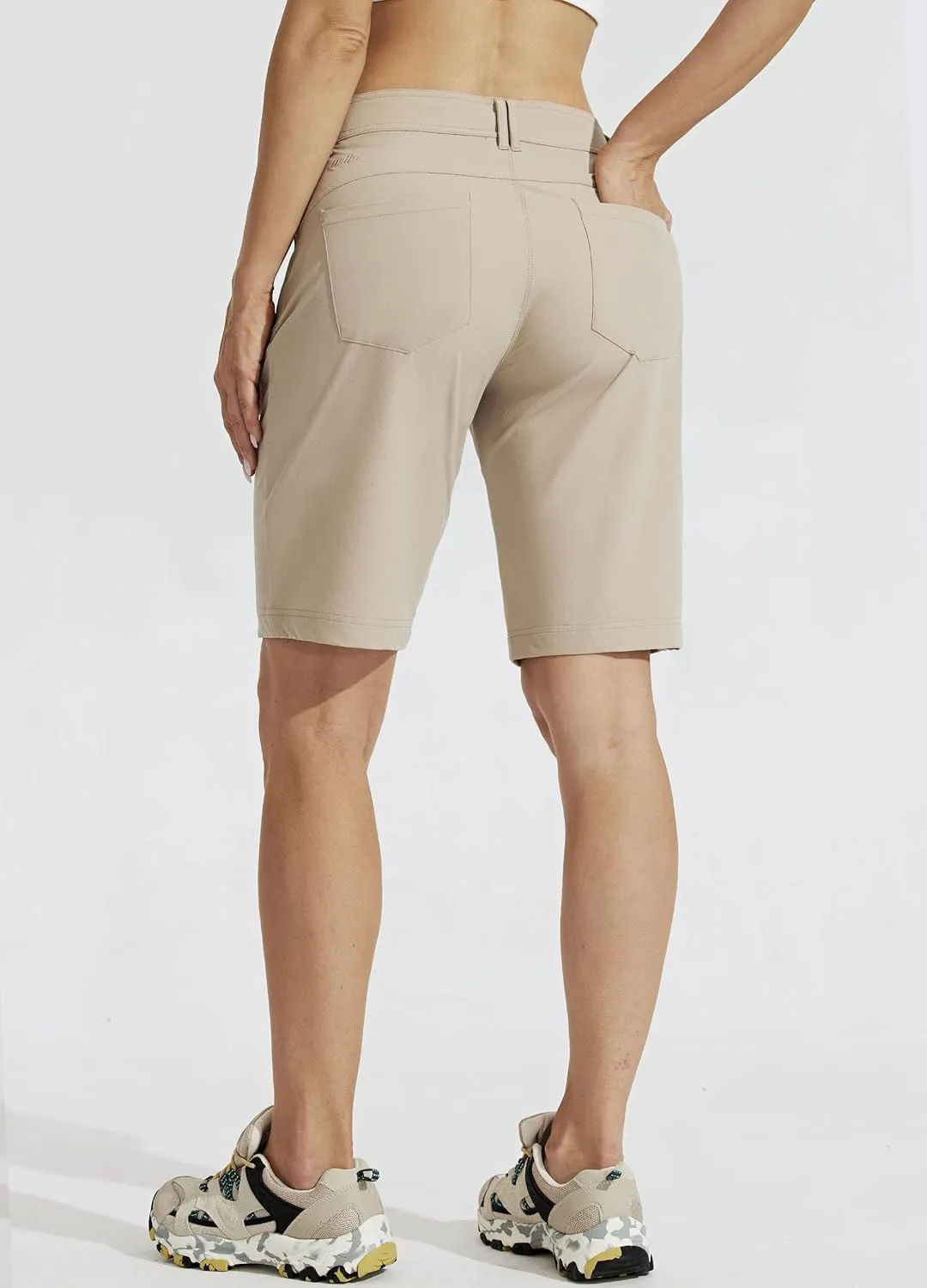Willit Women's 10" Hiking Golf Long Shorts Quick Dry Athletic Outdoor Summer Shorts with Pockets