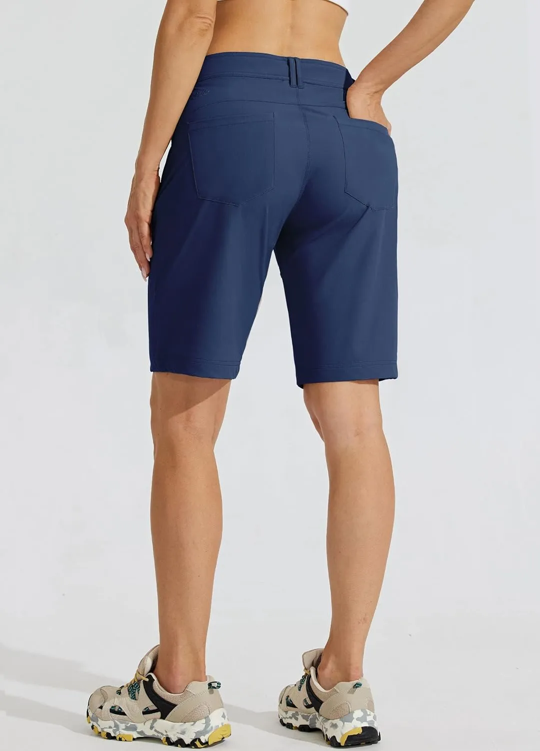Willit Women's 10" Hiking Golf Long Shorts Quick Dry Athletic Outdoor Summer Shorts with Pockets
