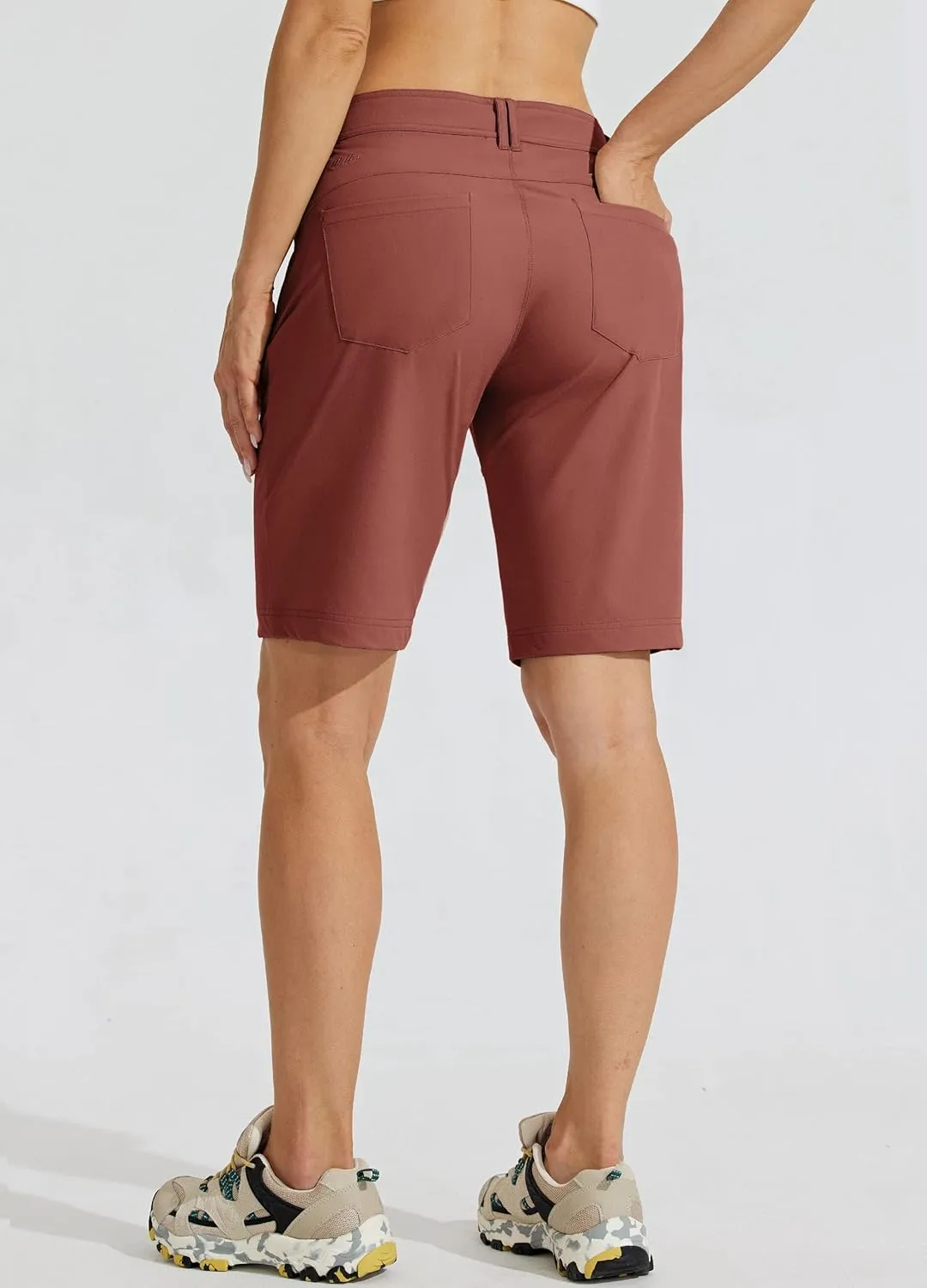 Willit Women's 10" Hiking Golf Long Shorts Quick Dry Athletic Outdoor Summer Shorts with Pockets