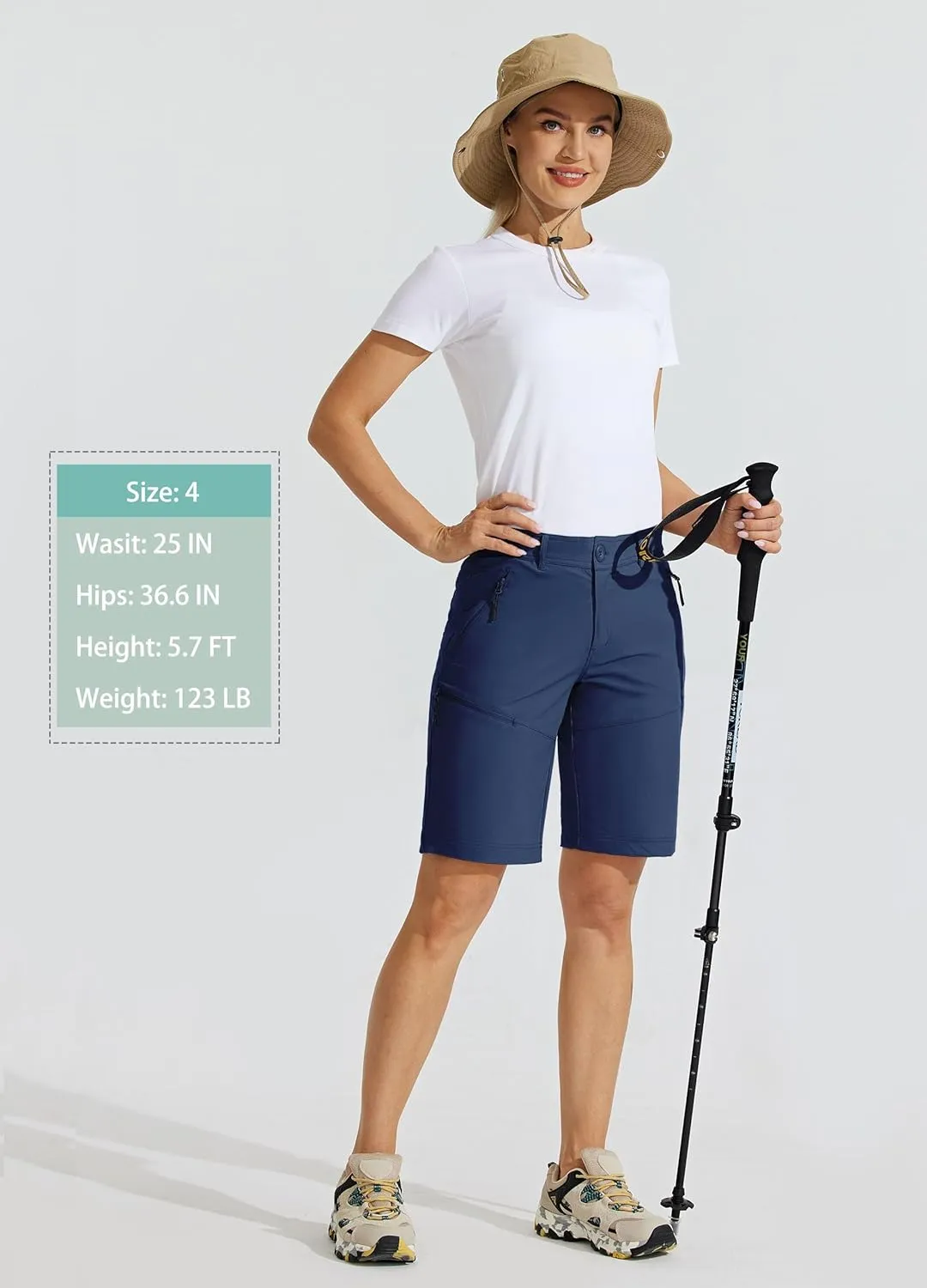 Willit Women's 10" Hiking Golf Long Shorts Quick Dry Athletic Outdoor Summer Shorts with Pockets